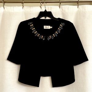 Eliza J Black M Cropped Jacket with Jewel Neckline